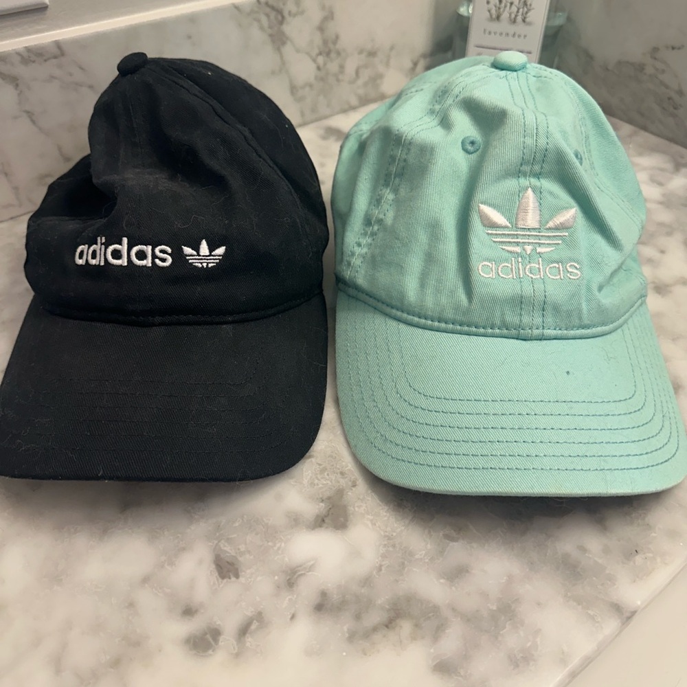 lot of 2 womens adidas hats teal black